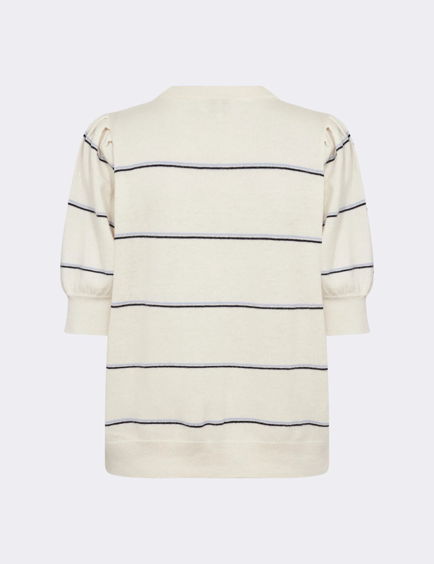 LR-Ismaila 18 Short Sleeved Striped Knitted Blouse Creme