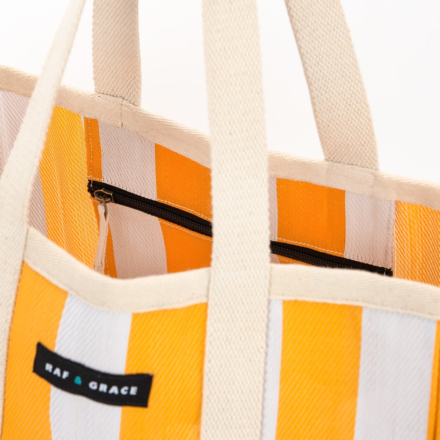 Large Recycled Plastic Sunshine Yellow Block Stripe Shopper
