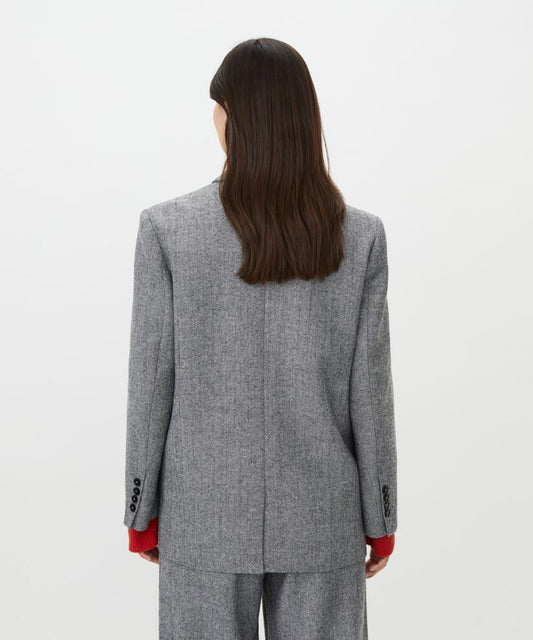 MaJulentha Herringbone Wool Blend Blazer Black