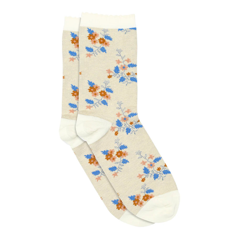 12-77727 Leticia Floral Sock Snow White