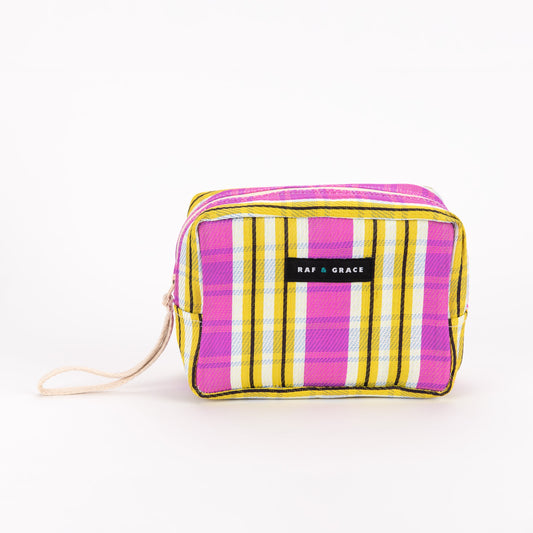 Yellow and Pink Stripe Recycled Plastic Wash Bag