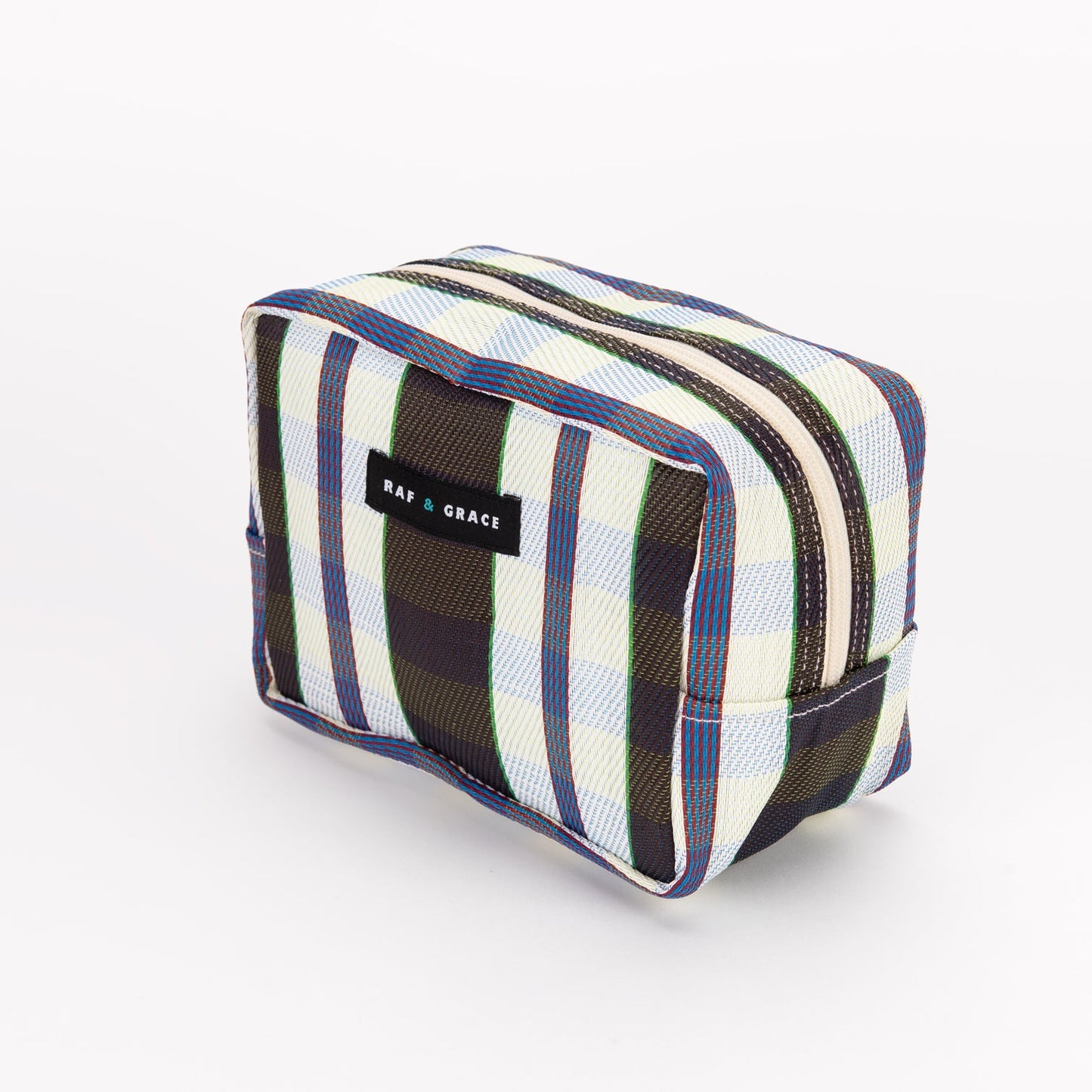 Black, White and Navy Stripe Recycled Plastic Wash Bag