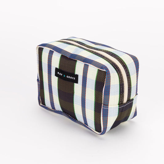 Black, White and Navy Stripe Recycled Plastic Wash Bag