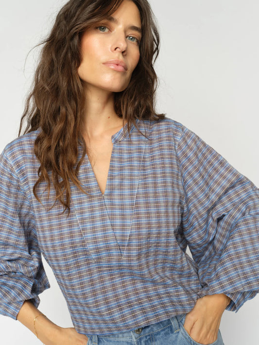MMYen Checked Blouse Ultramarine
