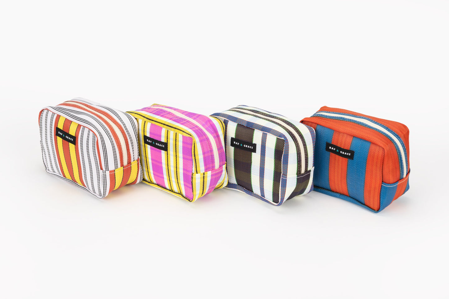 Black, White and Navy Stripe Recycled Plastic Wash Bag