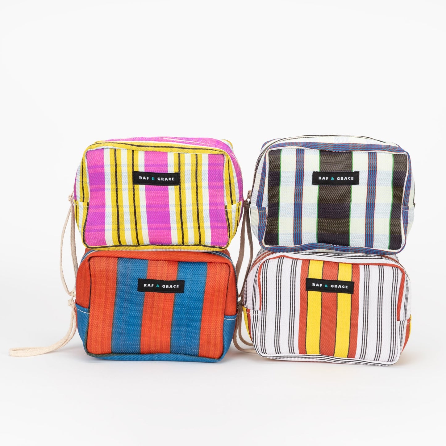 Black, White and Navy Stripe Recycled Plastic Wash Bag