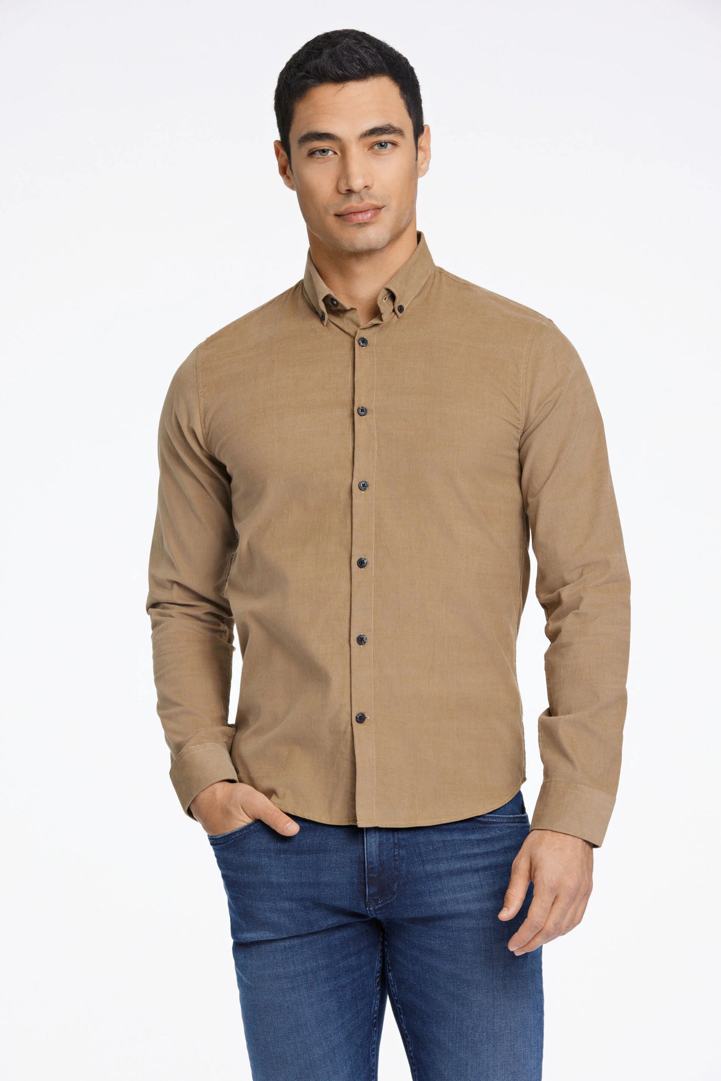 Mens Relaxed Fit Corduroy Shirt Sand