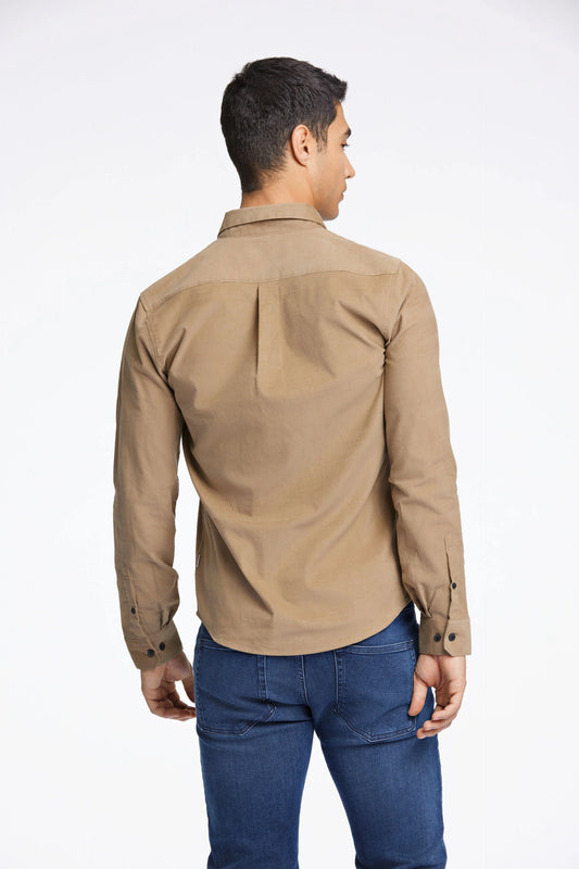 Mens Relaxed Fit Corduroy Shirt Sand