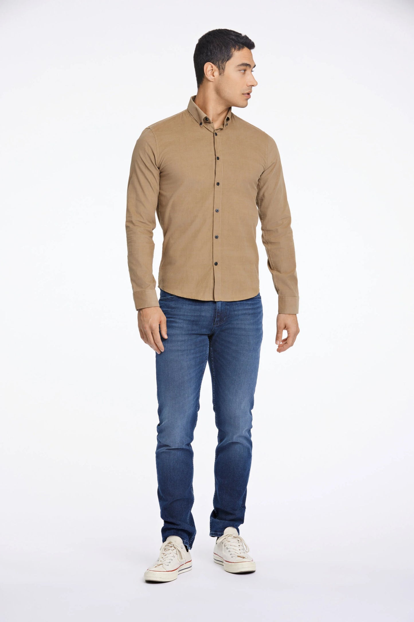 Mens Relaxed Fit Corduroy Shirt Sand