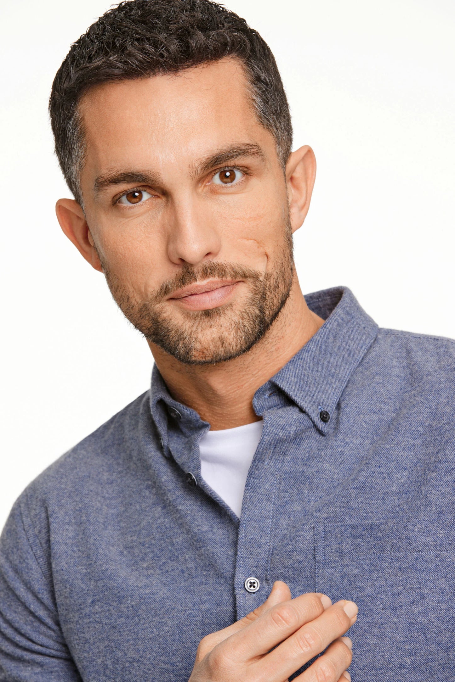 Mens Relaxed Fit Cotton Shirt Blue