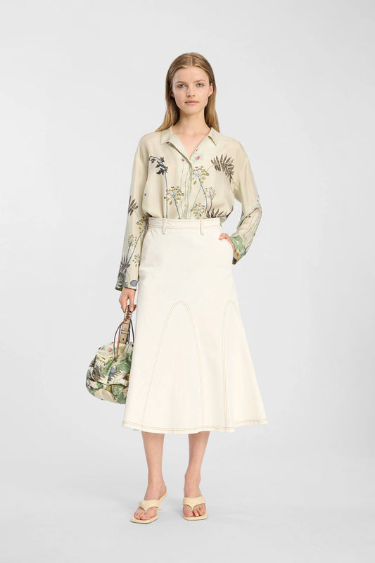Braylin A-Line Denim Skirt Ivory