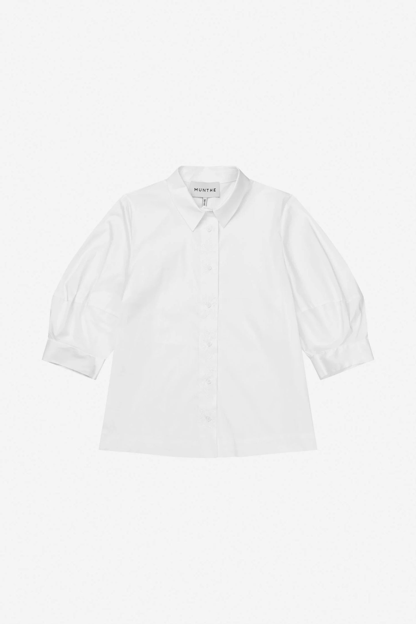 NUST 3/4 Sleeve Shirt with Embroidery White