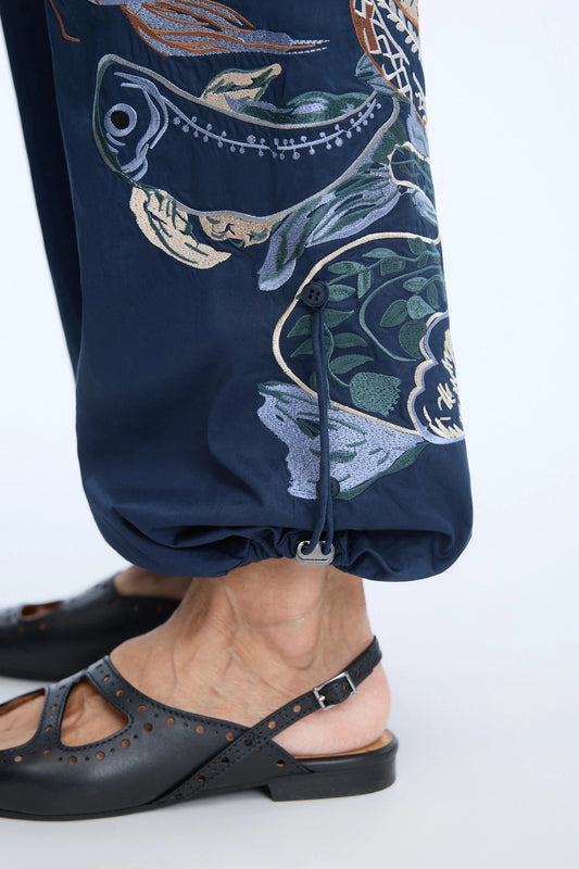 UNFORM Embroidered Loose Fit Trouser Navy