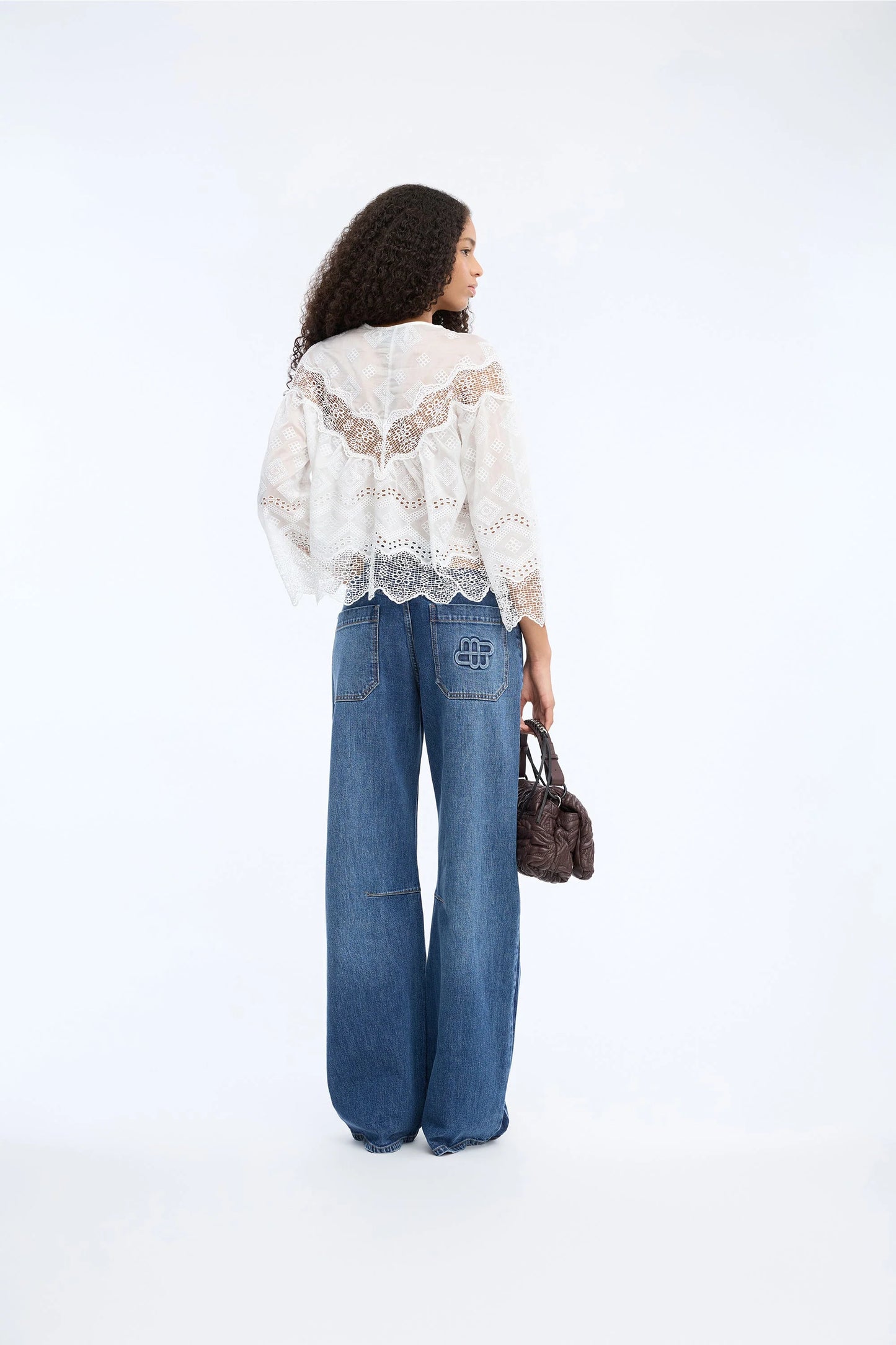 Valiance Sheer Laqce Blouse White