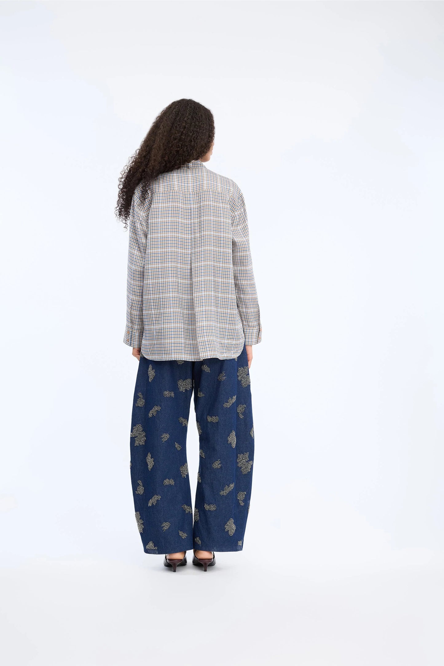 Veiling Loose Fit Shirt With Bow Mix Blue