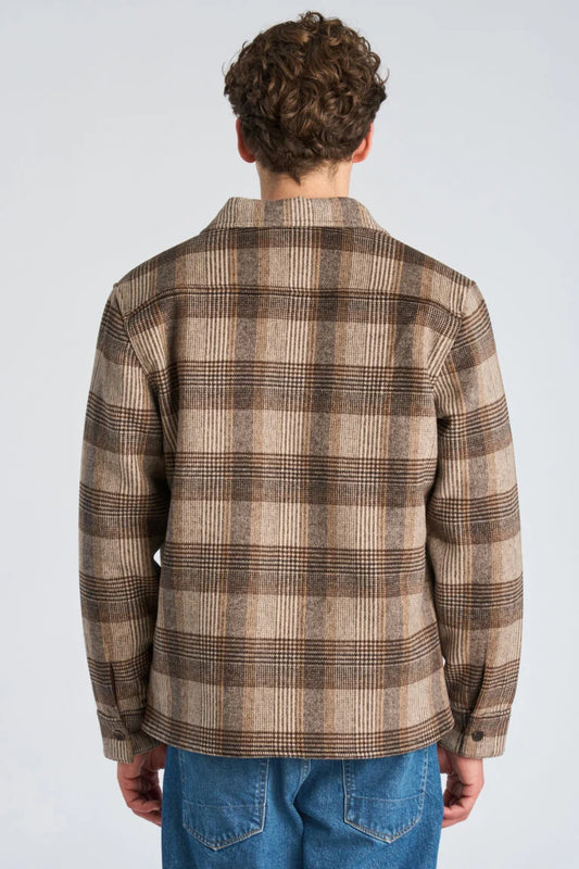 305098 - Mens Checked Overshirt in Wool Mix Brown
