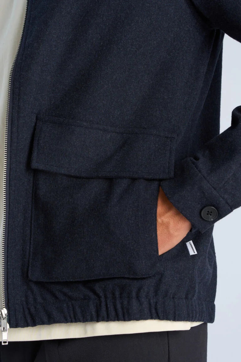 Mens - Overshirt Jacket in a Wool Mix Dark Blue Melange (304904A)