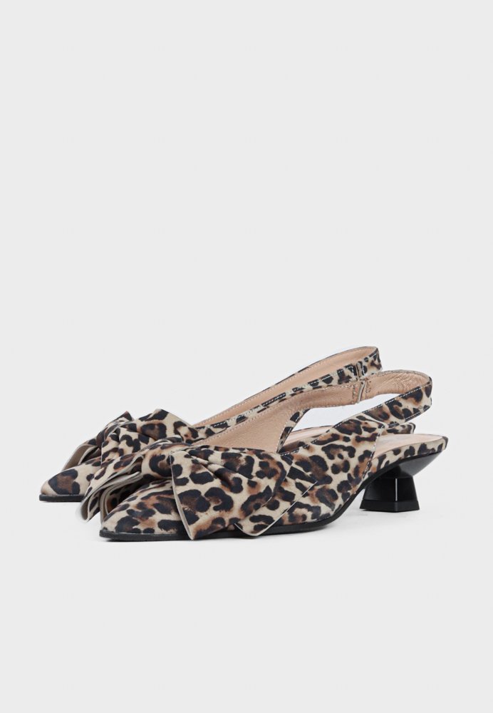 Rose Slingback Bow Shoe Leopard
