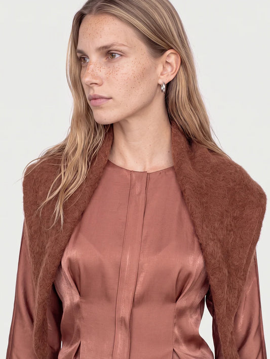 MMEnata Brush Cashmere Knit Scarf Imperial Topaz