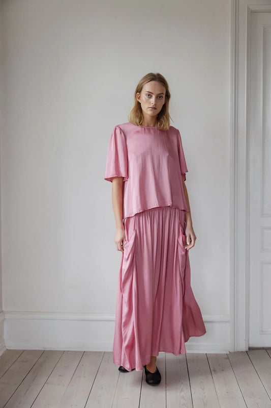 Rose Viscose Short Sleeved Blouse Rose