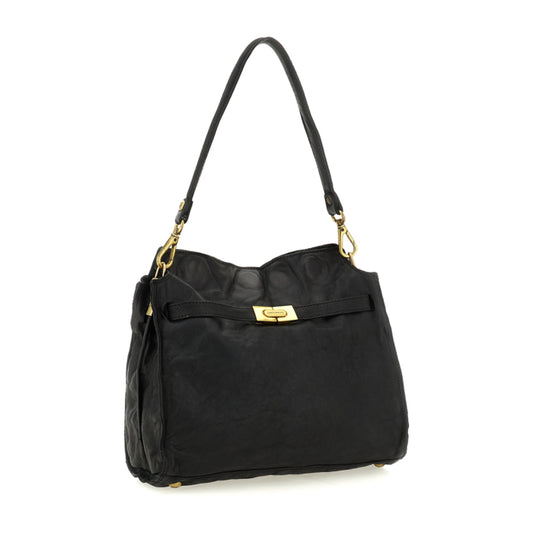 Campomaggi Ada Large Statement Leather Bag Black