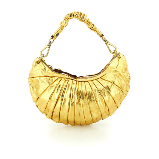 Campomaggi Luna "Croissant" Pleated Handbag Gold