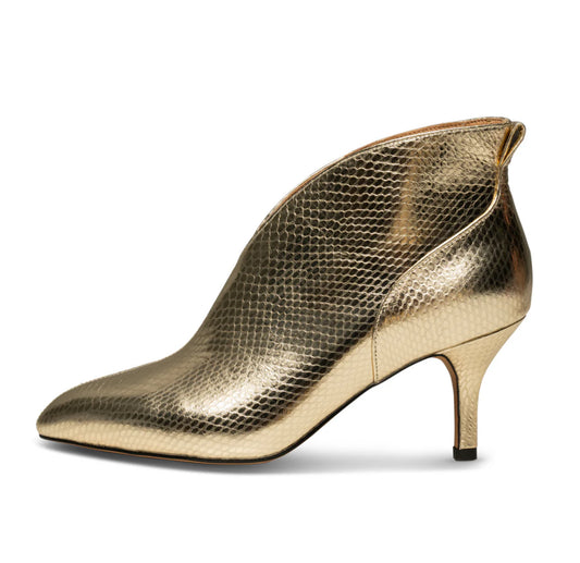 VALENTINE LEATHER LOW CUT BOOTIE - GOLD