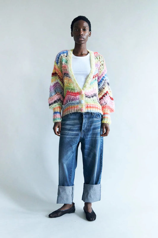 Esmeralda Hand Knitted V-Neck Cardigan Multi