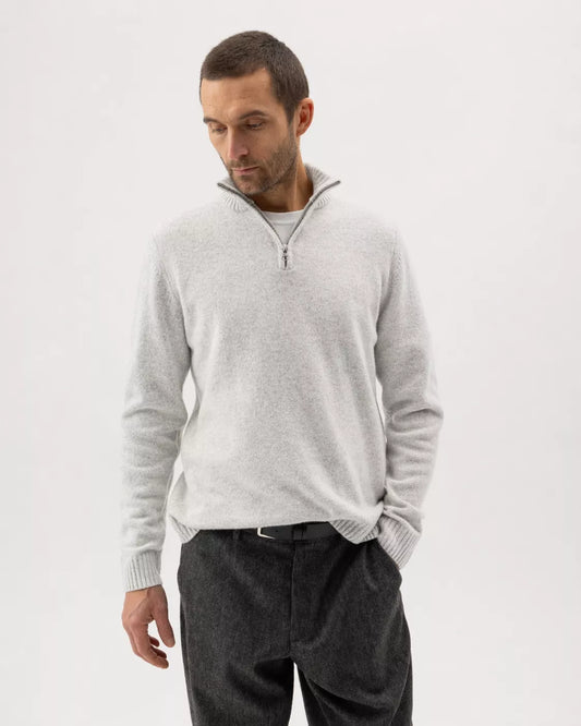 Mens - Charles T-Neck Jumper Marble Grey