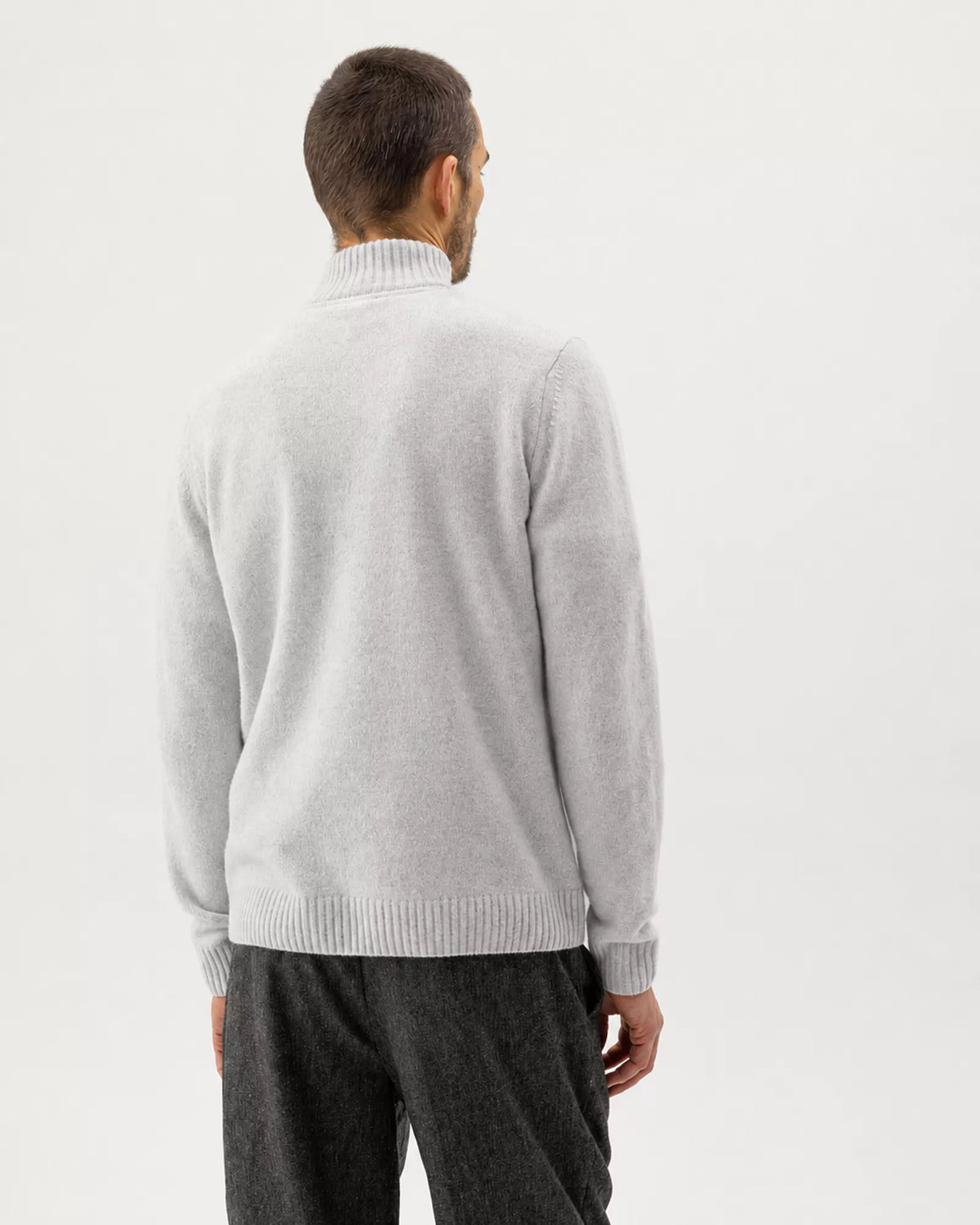 Mens - Charles T-Neck Jumper Marble Grey