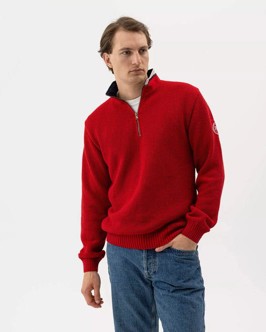 Mens - Classic Windproof T-Neck Red
