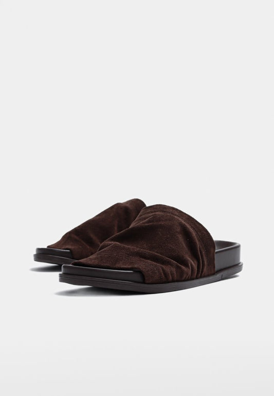 Paula Oiled Suede Slider Sandal Espresso