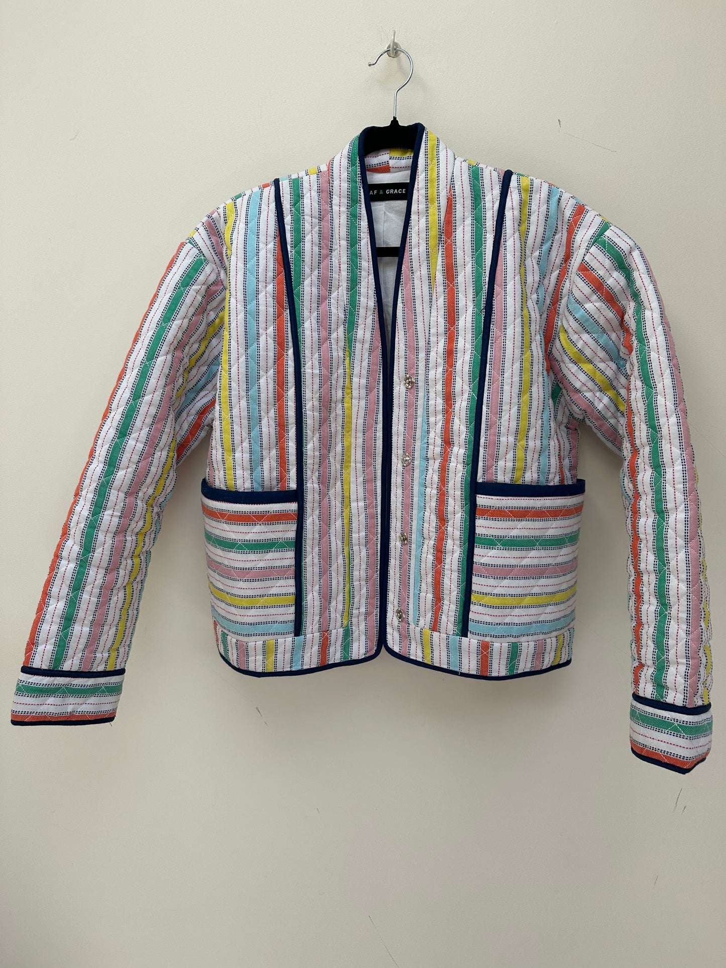 Zoe Summer Striped Cotton Quilted Jacket