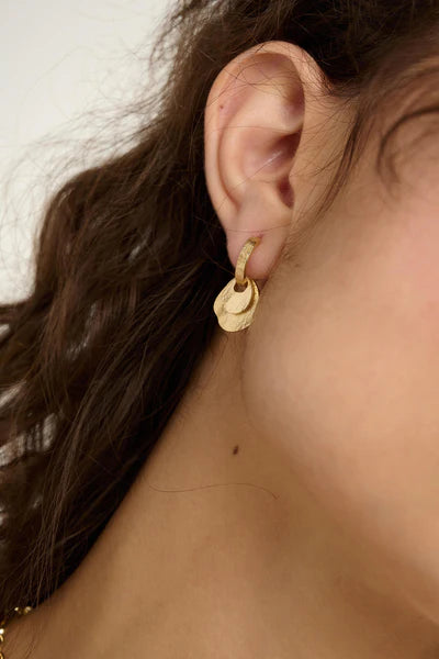 Baia Earrings - Double Disc Hoop Earring Gold