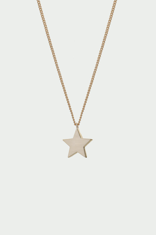 Cosma Necklace - Textured Star Pendant, Gold