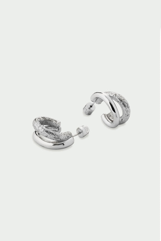 Mirage Earrings Large - Double Hoop Earrings, Silver