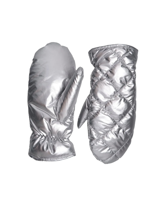 BCPALOMA Quilted Mittens - Mocca/Silver Coloured