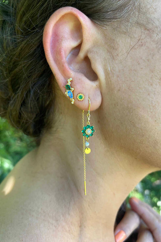 FLORA Pull Through Earrings - Green