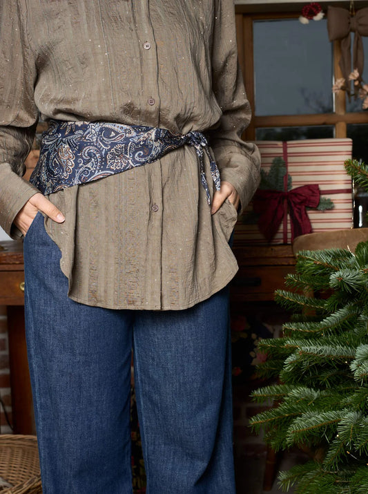 BCFenella Mini Scarf Double Layer - Navy Paisley