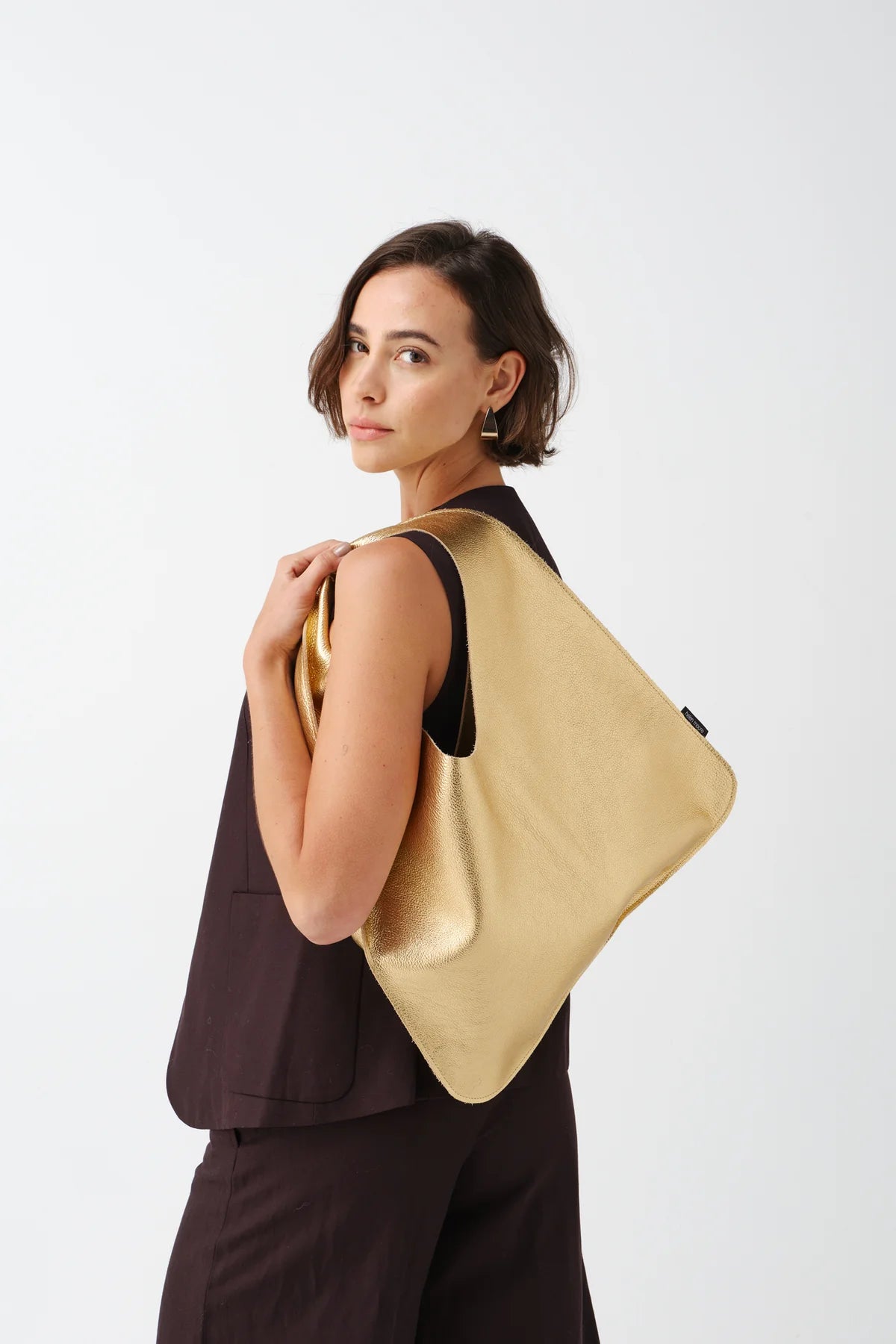 Triangle Leather Bag - Silver/Gold
