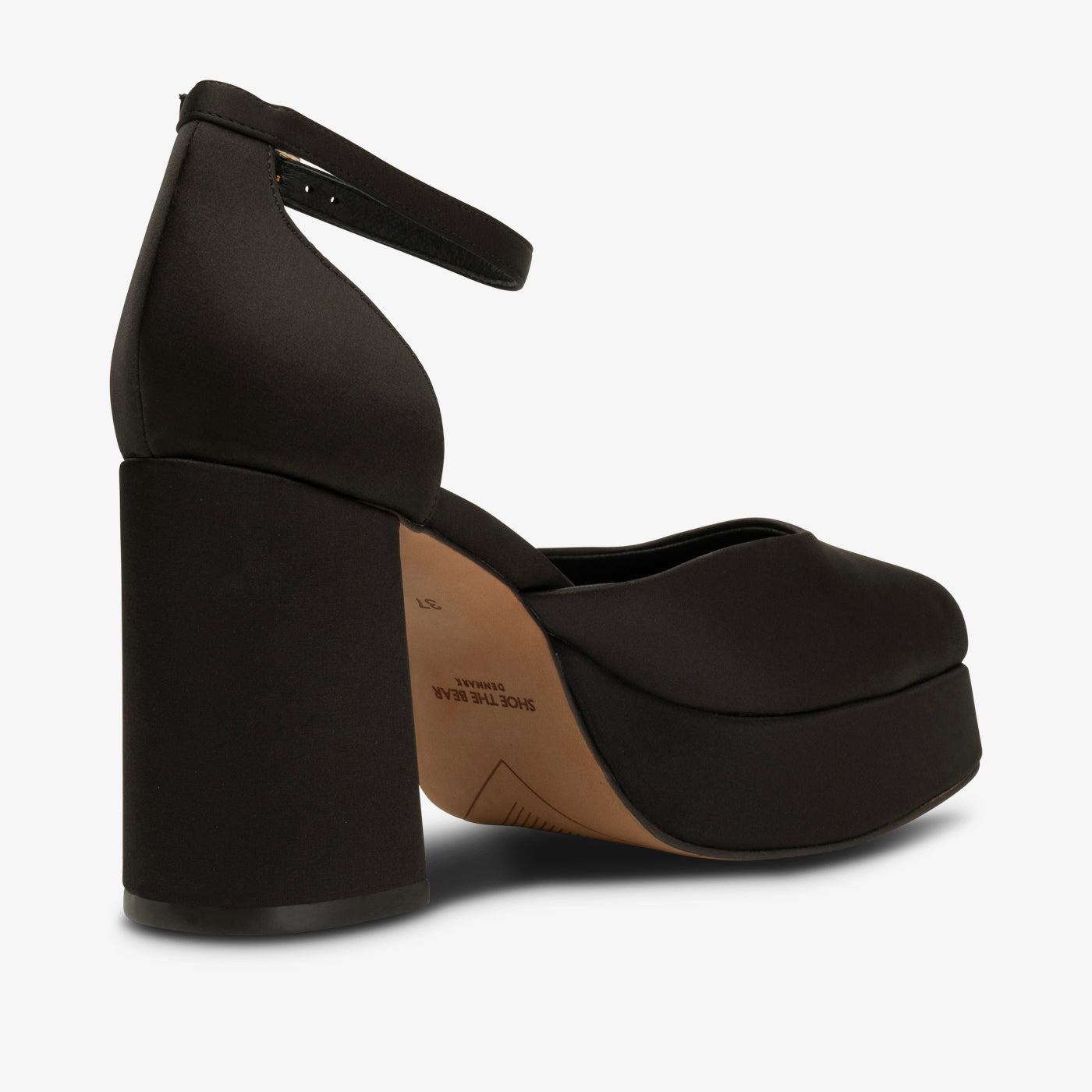Priscilla Ankle Strap Plateau Heel Shoe Black