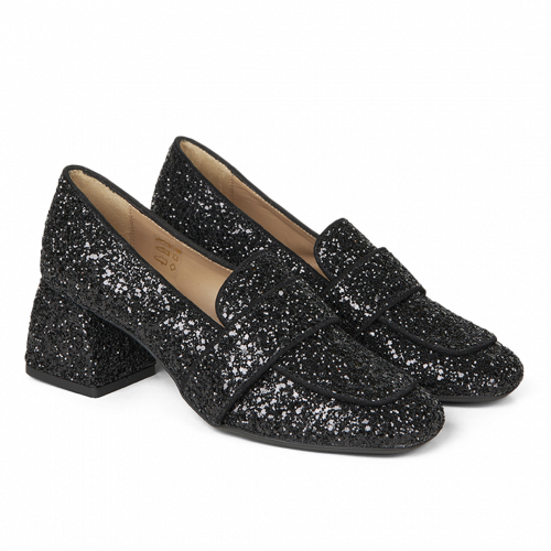 Elegant Square toe Sparkly Heeled Shoe