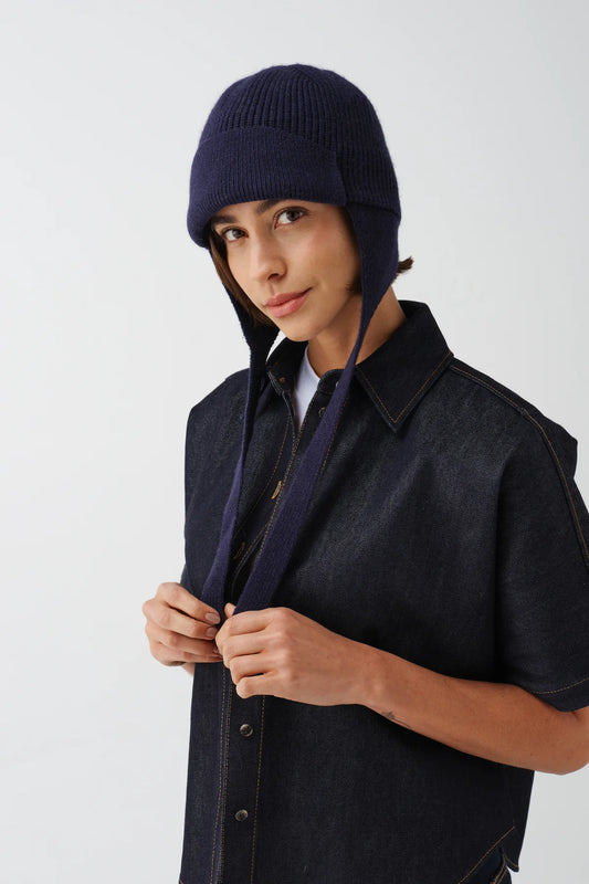 Merino Trapper Hat - Navy