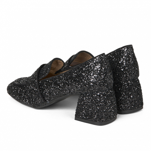 Elegant Square toe Sparkly Heeled Shoe