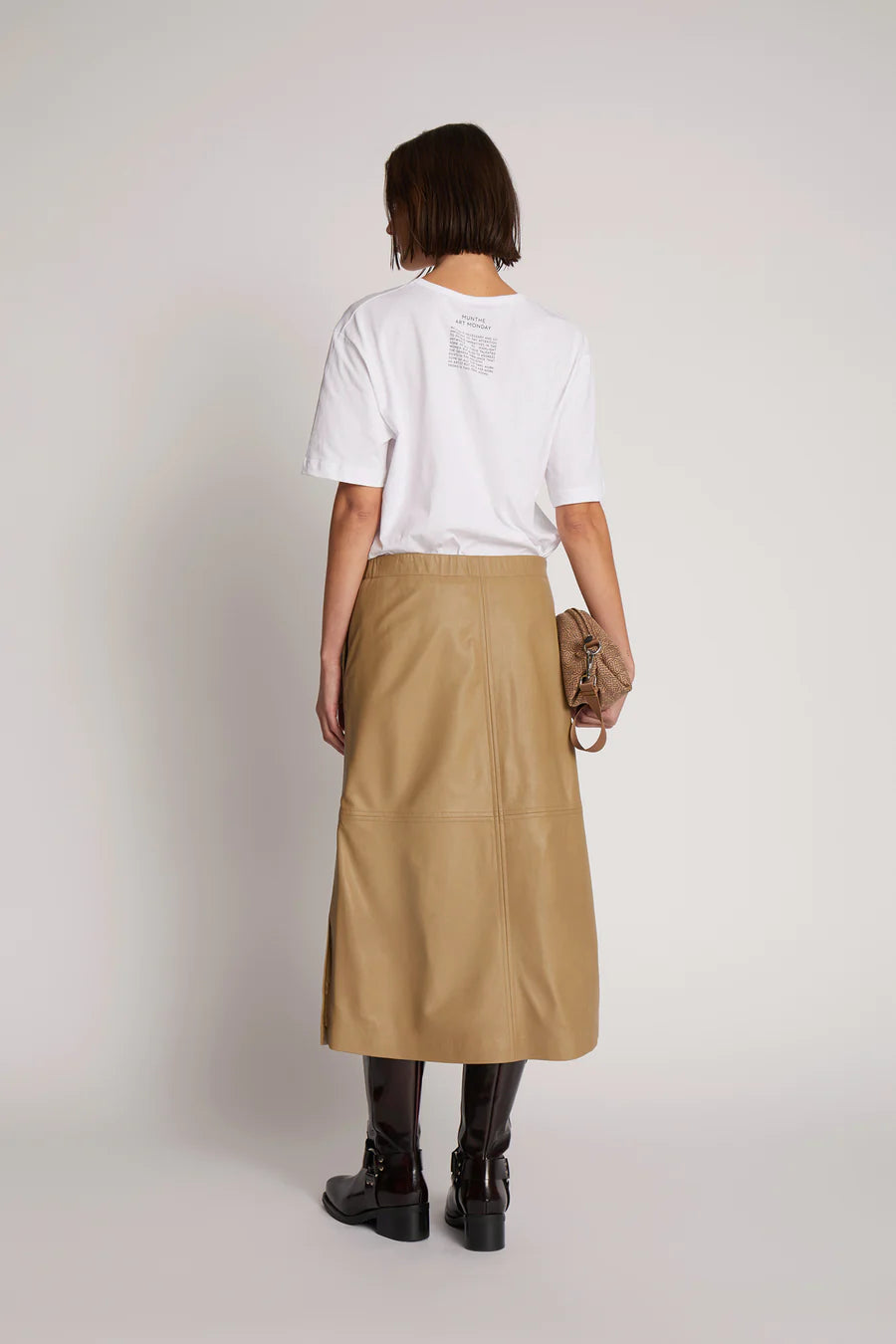 Jaggedy Leather Skirt Olive