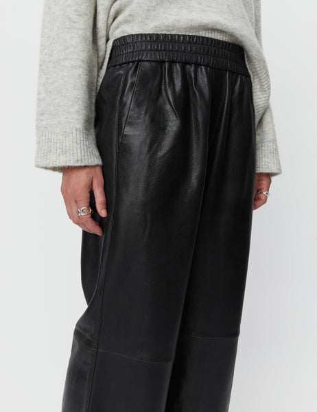 Jonah Polished Leather 3/4 Trouser Black