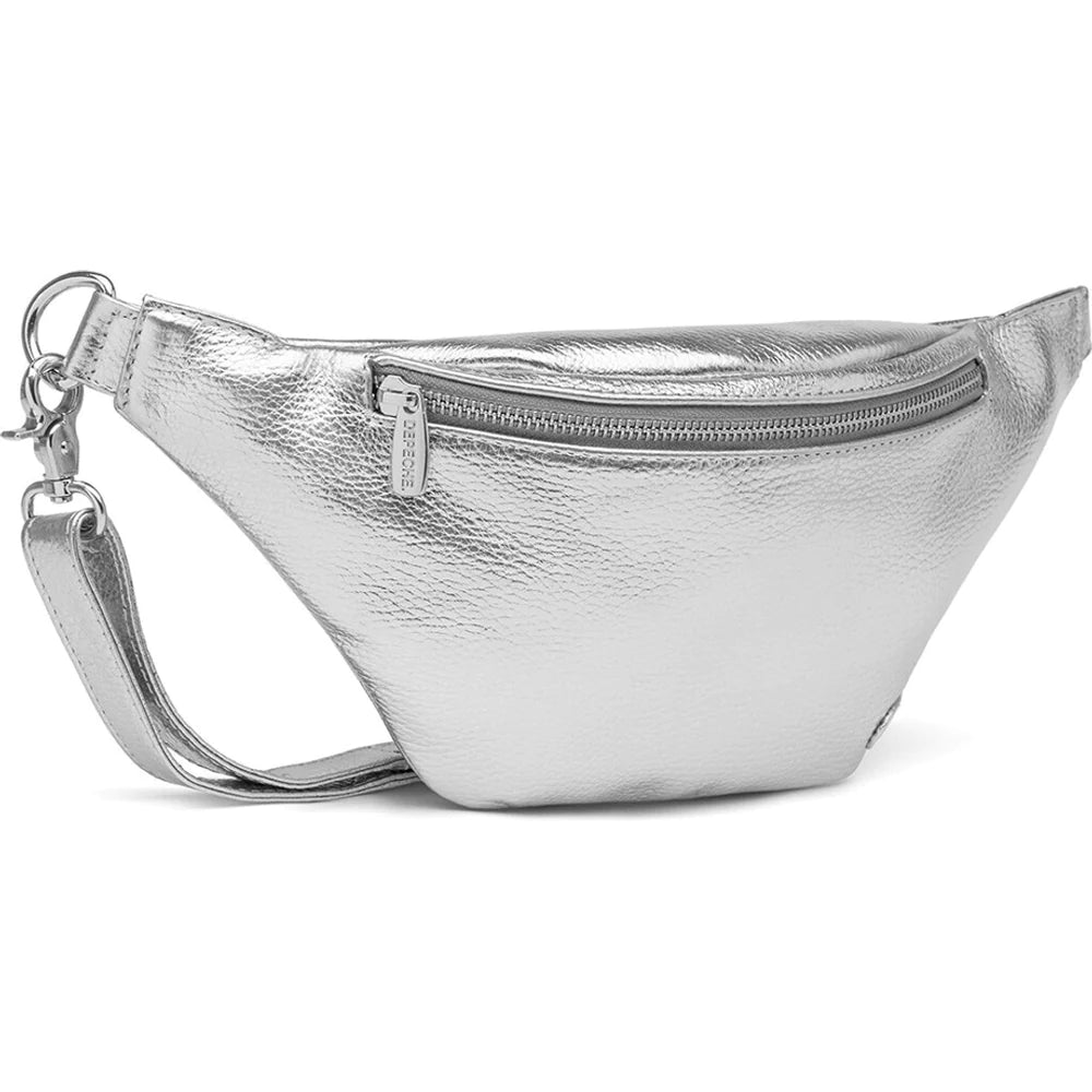 Metallic Soft Leather Bumbag  12556 Silver & Gold
