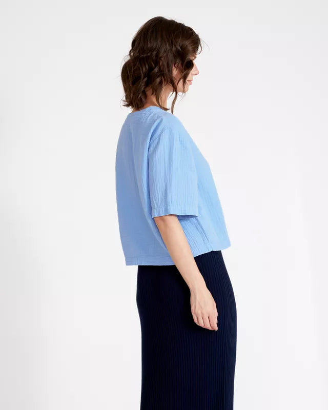 Malena Cropped Shirt Light Blue