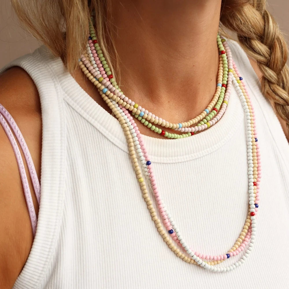 Color Ball Long Necklace Buttercreme/Multi
