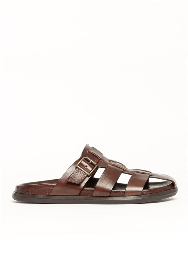 Agnes Fisherman Leather Sandal Brown